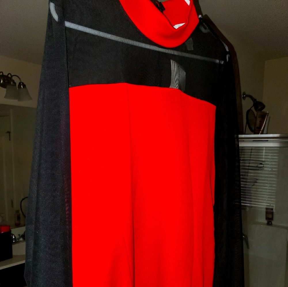 Red and Black Mesh top Dress